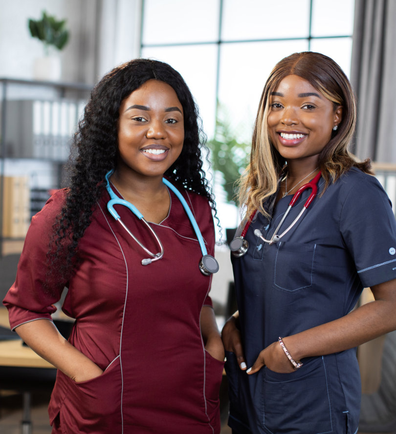 two women smiling